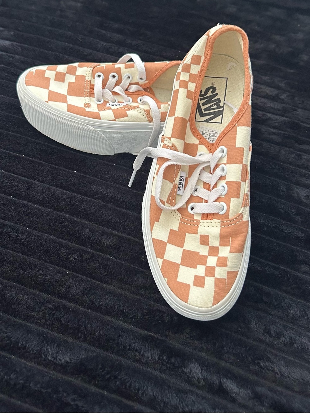 Vans Women's Checkerboard Lace-Up Sneakers - Peach & Cream